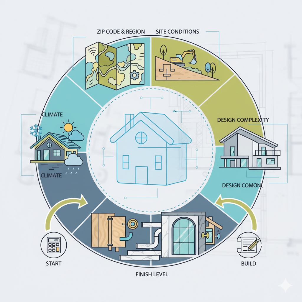 Construction cost factors analysis: ZIP, site, climate, design, finish level, estimate process