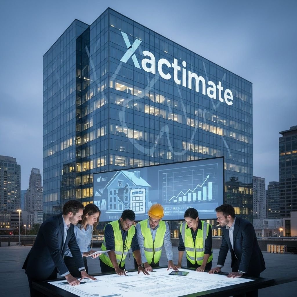 Xactimate experts reviewing blueprints for property damage estimates